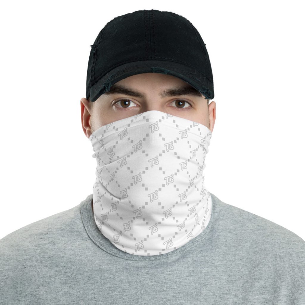White Logo Pattern Neck gaiter