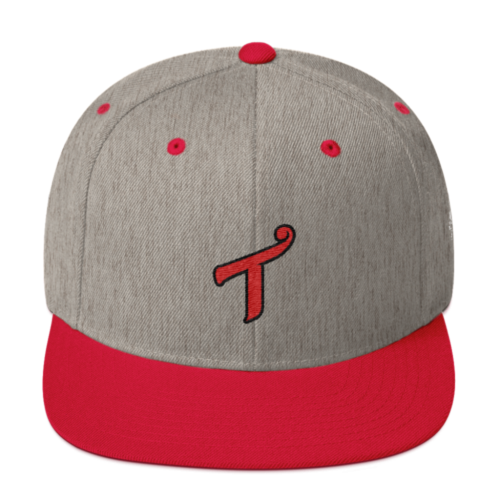 T Logo Red / Grey Snapback Hat