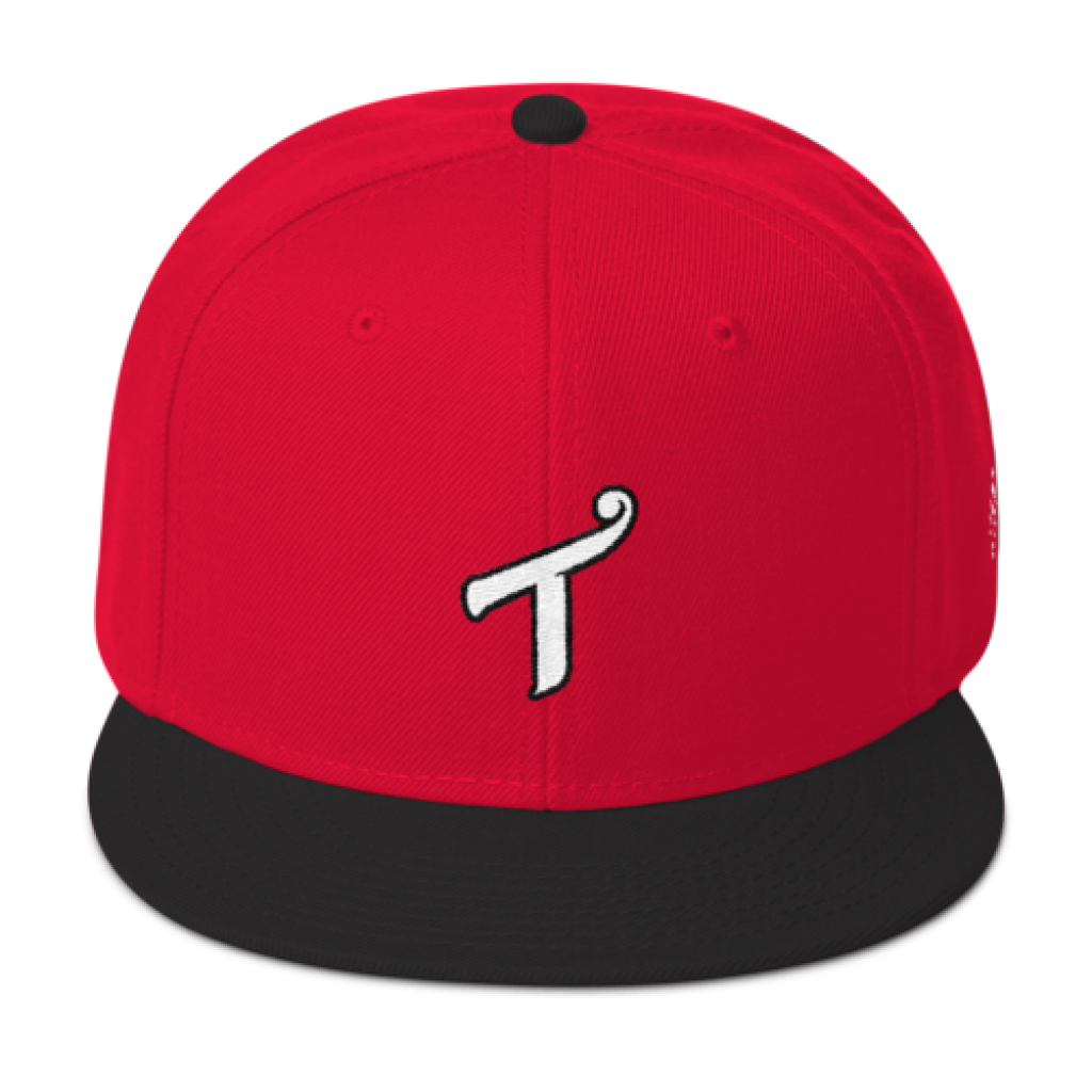T Logo Black / Red Snapback Hat
