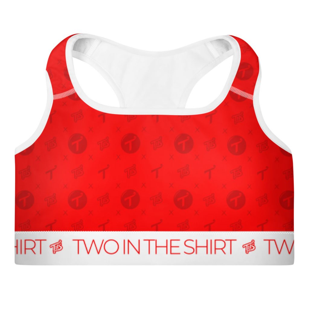 Red Pattern Padded Sports Bra