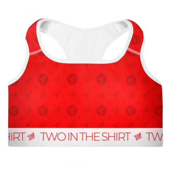 Red Pattern Padded Sports Bra