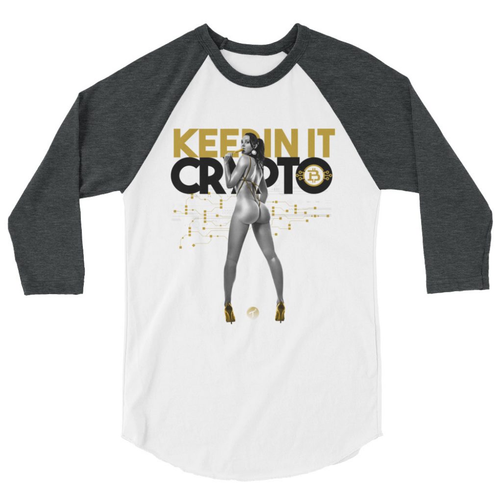 Keepin It Crypto 3/4 sleeve raglan shirt